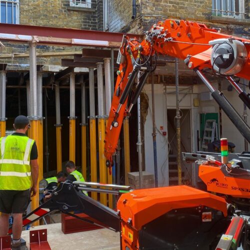 The crane assisting onsite
